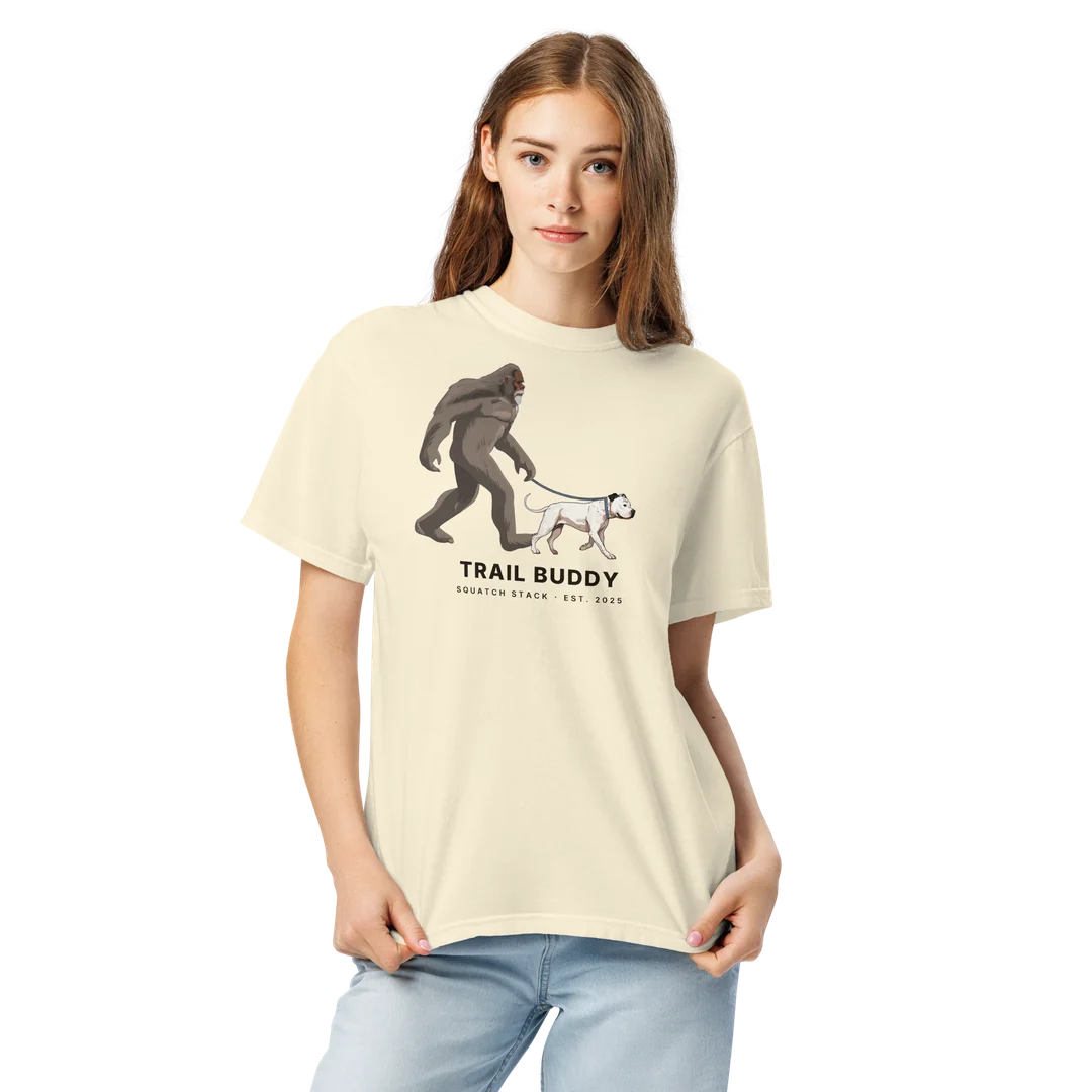 The Trail Buddy tee, worn by someone else.